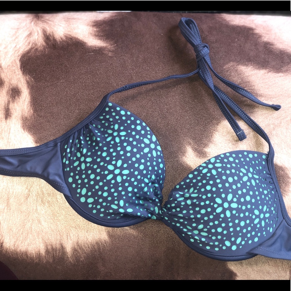 Navy And Aqua Swimsuit Top